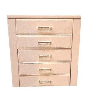 At Home 5-Drawer Pink Leather Jewelry Organizer